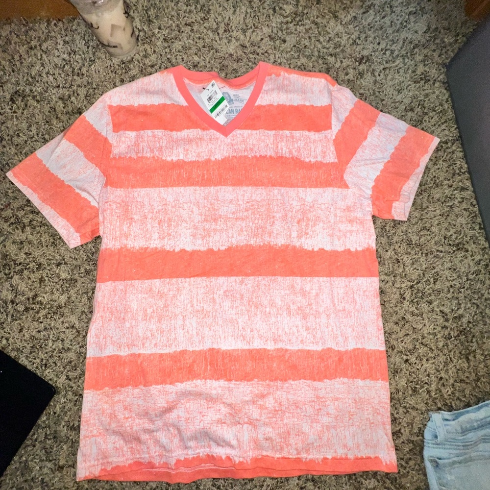 American Rag Coral and White Striped Tee